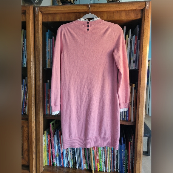 Boden Knitted Sweater Dress Beatrice Lace Ruffle Trim Formica Pink US8 UK12 - Picture 8 of 8